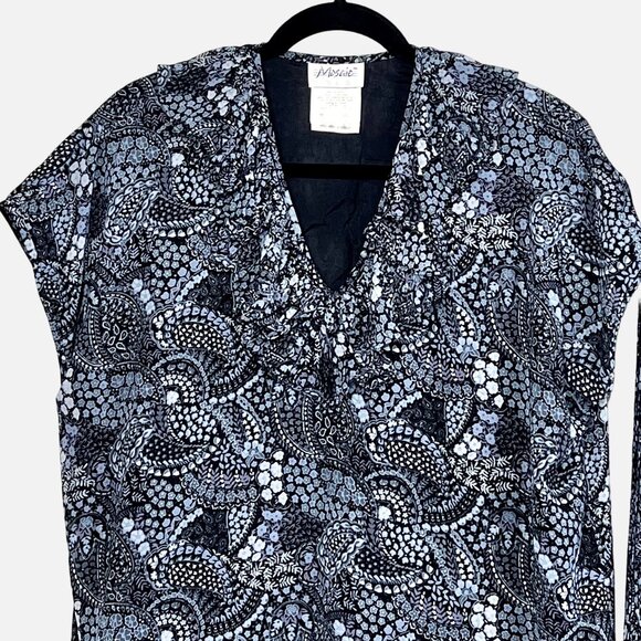 Vintage 90s Y2K Womens 2 Piece Shades of Blue Floral Paisley Top & Skirt Set M/L - Picture 7 of 16